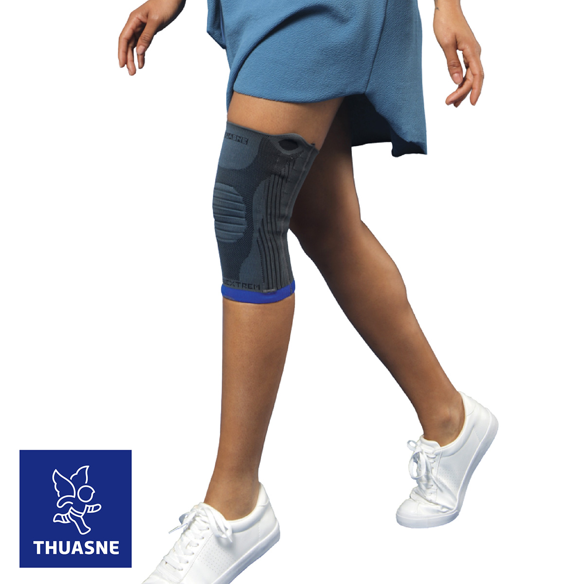 2321法國途安彈性側條護膝穿戴圖